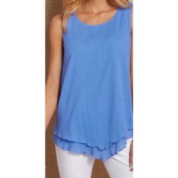 Soft Surroundings Tops - Soft Surroundings Siesta Key Blue Gauze Top